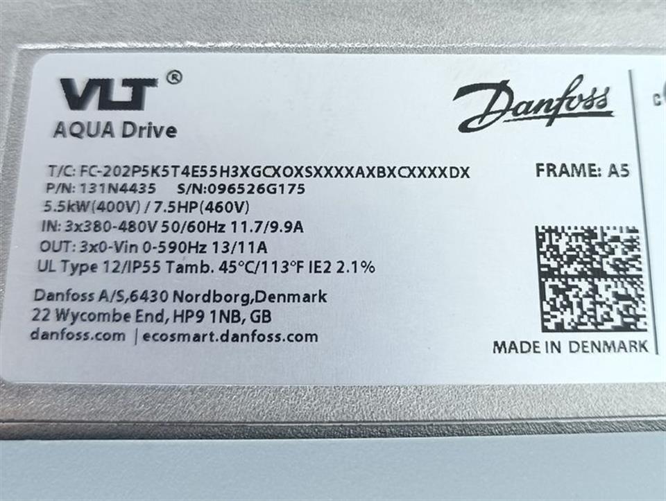 Danfoss VLT FC-202P5K5T4E55H3X + Fneo080-210A+0554P-W1B TESTED & TOP ZUSTAND