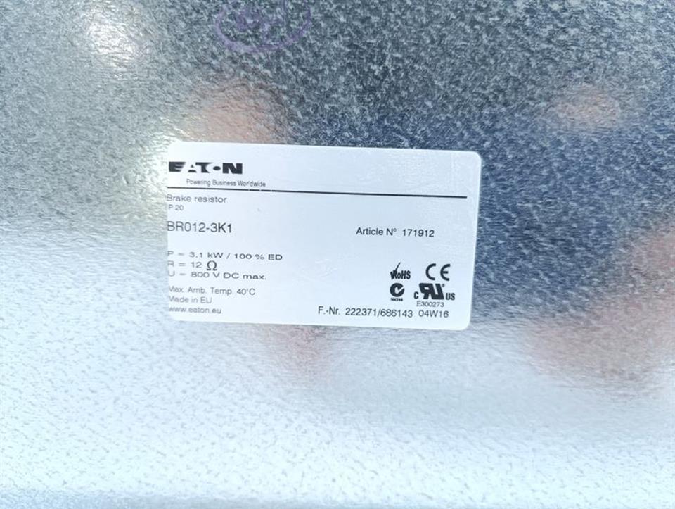 Eaton Brake Resistor Bremswiderstand DX- BR012-3K1 3,1kW 800V 12 ohm NEUWERTIG