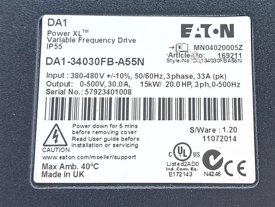 EATON DA1-34030FB-A55N 400V 15kw Nr. 169211 TESTED & TOP ZUSTAND