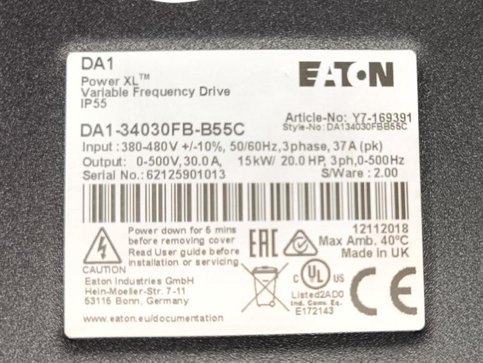 EATON DA1-34030FB-B55C 15kw 400V Nr. 169391 TESTED & TOP ZUSTAND