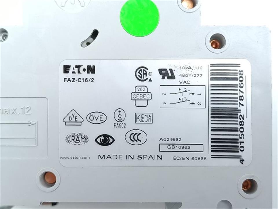 EATON FAZ-C16/2 Leitungsschutzschalter 2 Phase NEUWERTIG