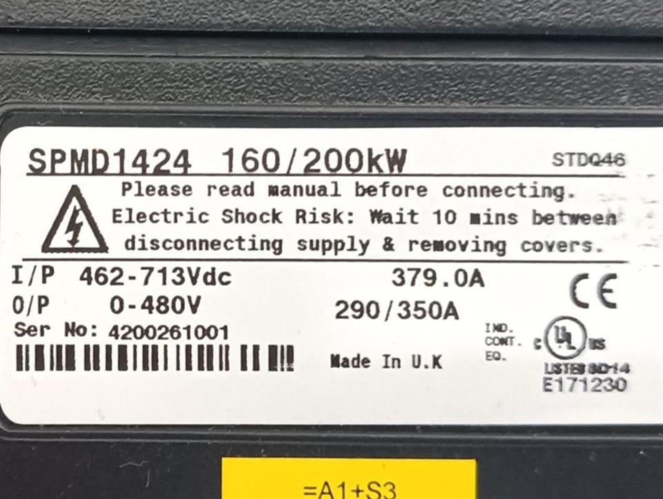 EMERSON Control Techniques Unidrive SP SPMD1424 160/200kW TOP ZUSTAND