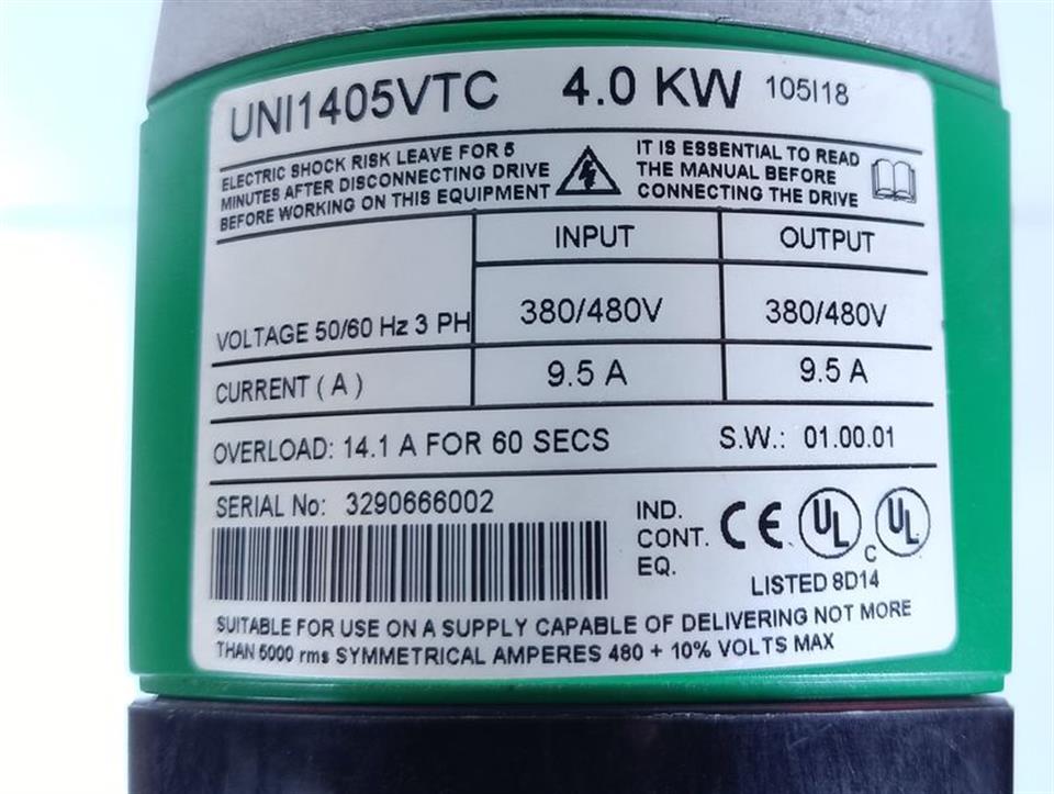 EPA Unidrive UNI1405VTC 4.0 KW 9.5 A TESTED & TOP ZUSTAND
