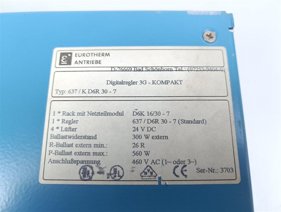 Eurotherm ssd Digitalregler 3G  30 KOMPAKT 637 / K D6R 30 -7 TOP ZUSTAND &TESTED