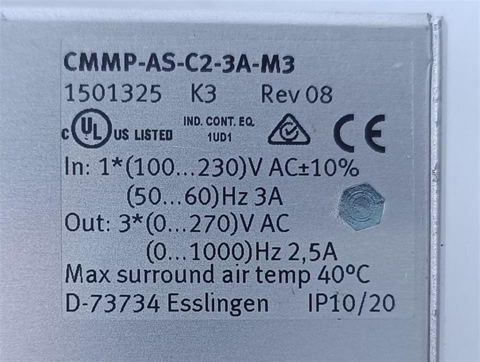 Festo CMMP-AS-C2-3A-M3 Motorcontroller REV:08 TESTED & TOP ZUSTAND
