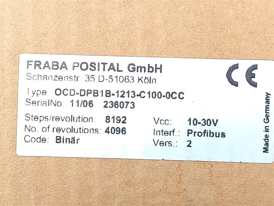 Fraba Posital OCD-DPB1B-1212-C100-0CC Drehgeber Encoder DP Class 2 UNUSED & OVP