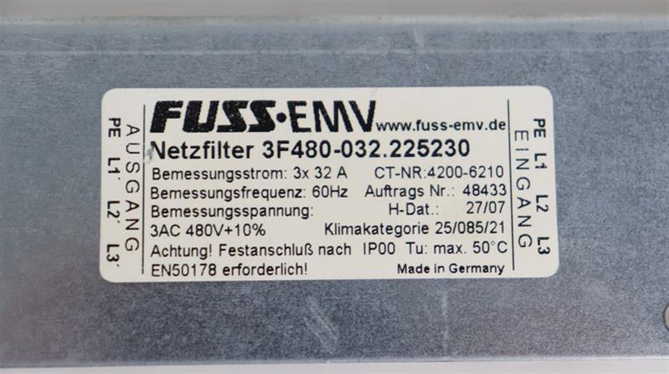 FUSS 3F480-032.225230 4200-6210 400V 3x 32A Netzfilter TOP ZUSTAND