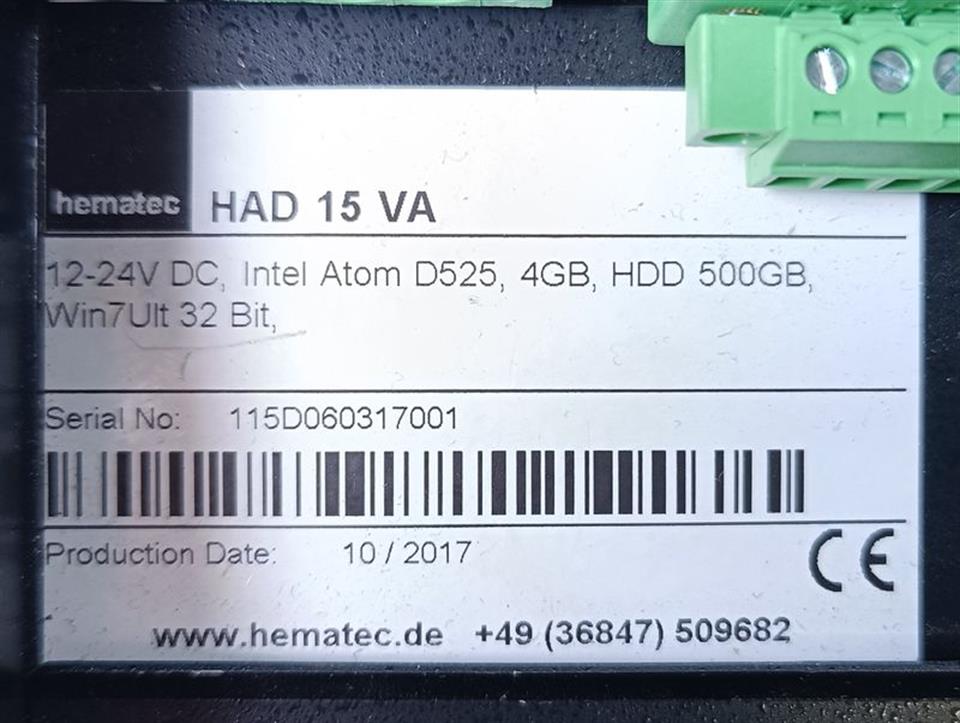 Hematec Panel HAD 15 VA 12-24V DC, 4G, HDD 500GB TESTED & TOP ZUSTAND