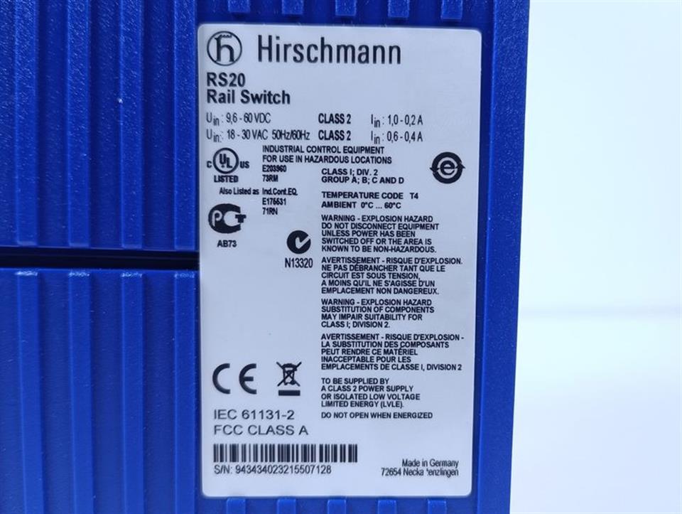 Hirschmann RS20-1600T1T1SDAHH07.1.01 Firmware V06.0.02 TOP ZUSTAND