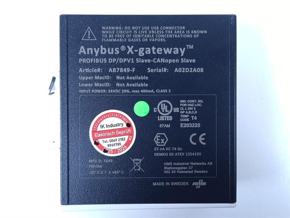 HMS Anybus Gateway Profibus DP/DPV1 Slave-CANopen AB7849-F TESTED & NEUWERTIG