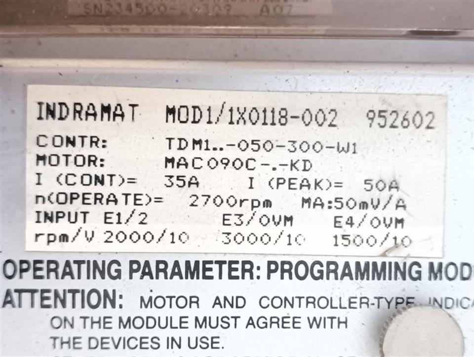 Indramat TDM1.2-050-300-W1-000 MOD1/1X0118-002 TESTED & TOP ZUSTAND