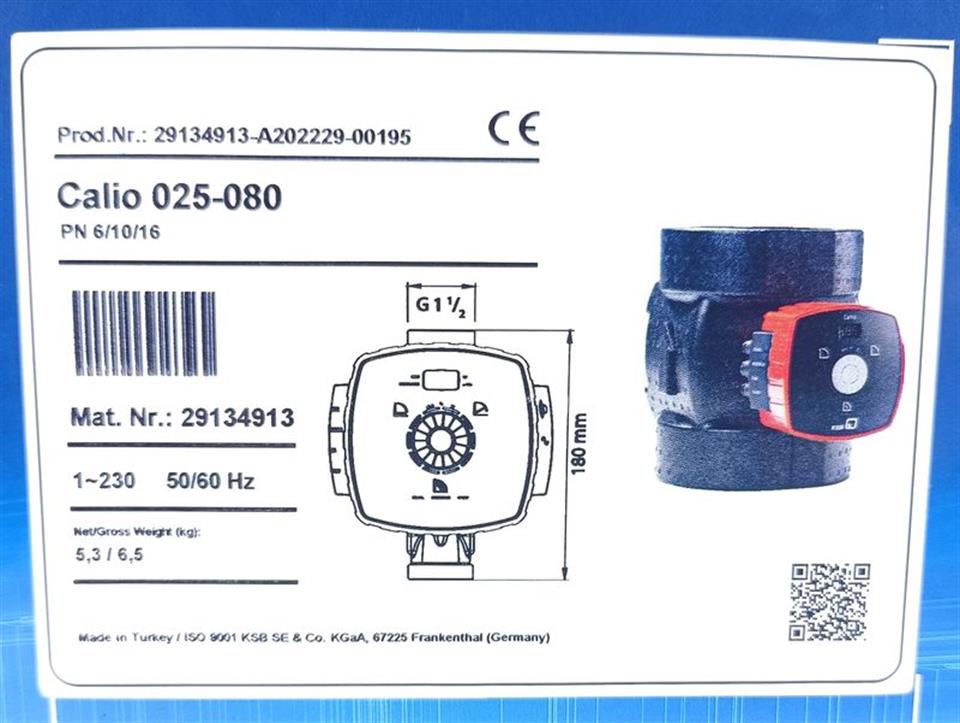 KSB Calio 025-080 Heizungsumwälzpumpe Mat. Nr.: 29134913 UNUSED & OVP SEALED