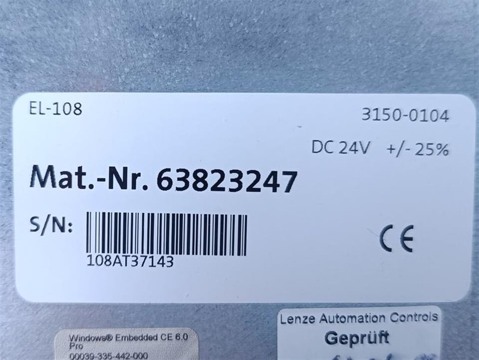 Lenze EL-108 3150-0104 Touchpanel ID 15941 Mat.Nr: 63823247 TESTED & TOP ZUSTAND