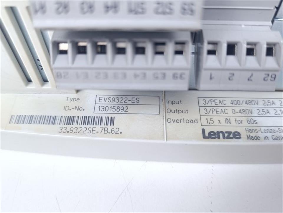 Lenze EVS9322-ES 33.9322SE.7B.62. Servo Drive ID.NO: 13015892 TESTED TOP ZUSTAND
