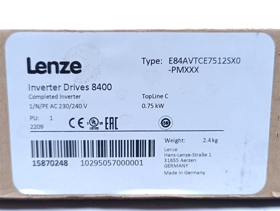 Lenze Inverter Drives 8400 E84AVTCE7512SX0 TopLine C UNUSED & OVP