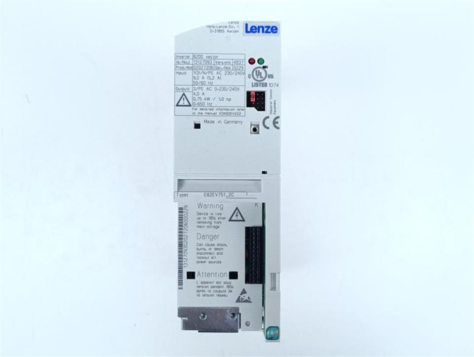Lenze Vector 8200 E82EV751K2C E82EV751_2C ID.No: 13127093 230V 0,75kW UNUSED OVP