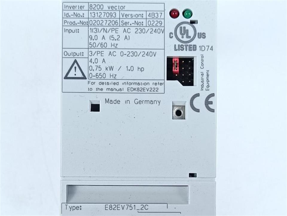 Lenze Vector 8200 E82EV751K2C E82EV751_2C ID.No: 13127093 230V 0,75kW UNUSED OVP