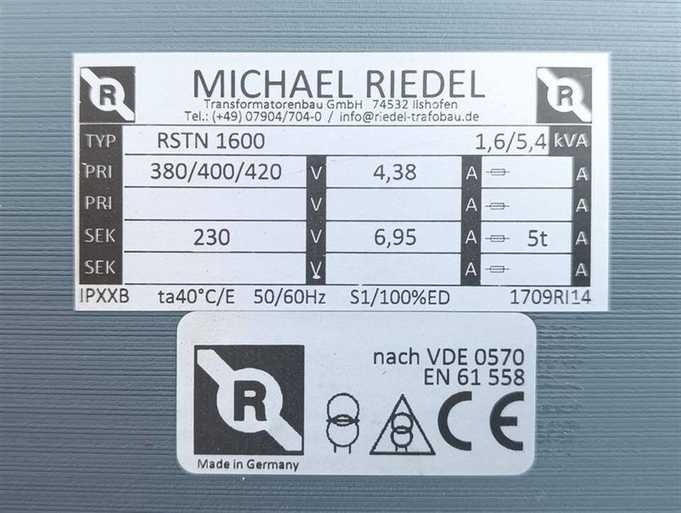 Michael Riedel RSTN 1600  Transformator NEUWERTIG