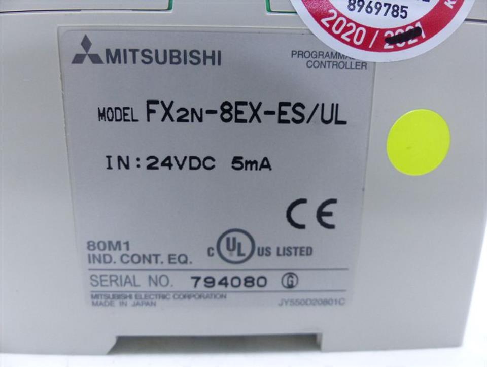 Mitsubishi FX2N-8EX-ES/UL 24VDC 5mA Programmable Controller TOP ZUSTAND