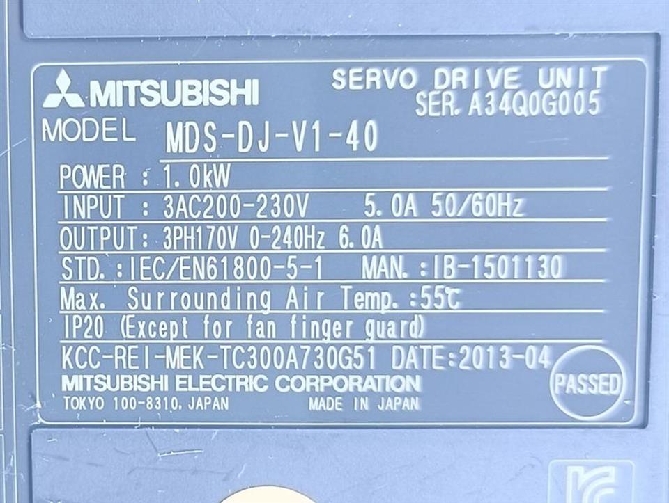 Mitsubishi Servo Drive MDS-DJ-V1-40 TOP ZUSTAND