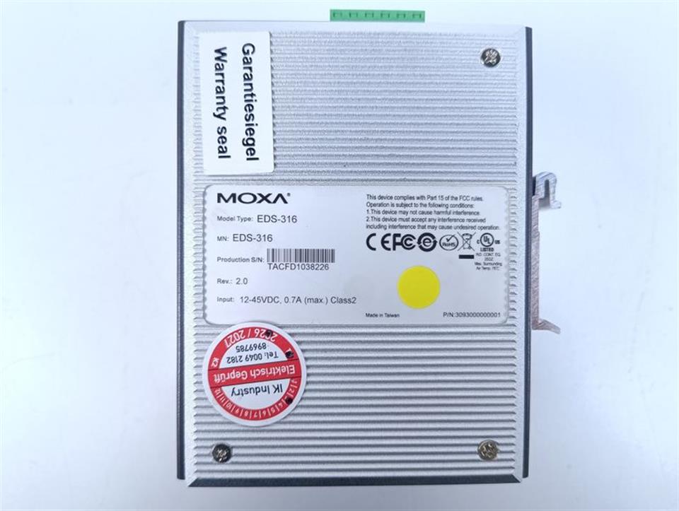 Moxa EDS-316 Rev.: 2.0  TESTED & TOP ZUSTAND