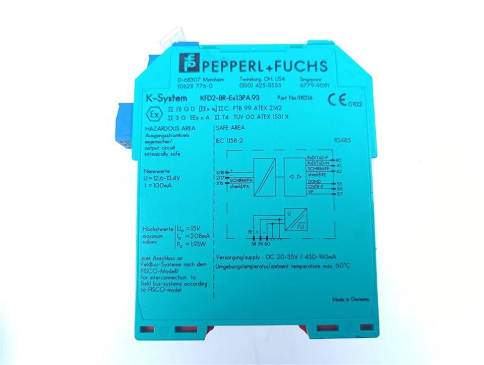 Pepperl + Fuchs K-Serie KFD2-BR-Ex13PA.93 Part.No: 98314 TESTED & TOP ZUSTAND