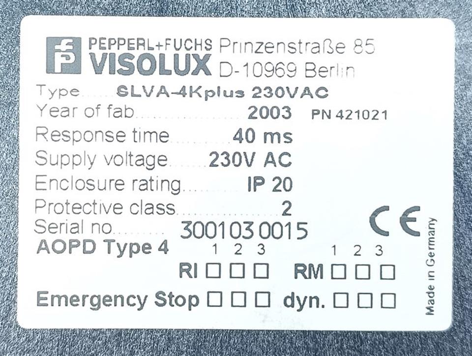 PEPPERL+FUCHS VISOLUX SLVA-4Kplus 230VAC TESTED & TOP ZUSTAND