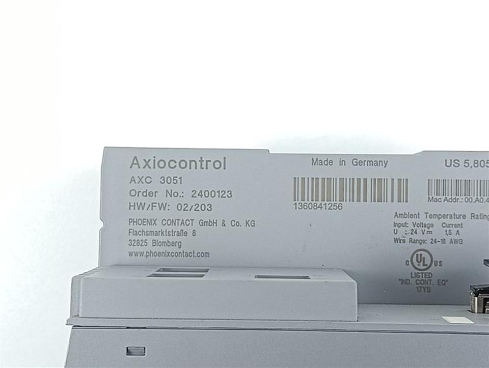 Phoenix Contact Axiocontrol AXC 3051 Order No.: 2400123 TESTED & TOP ZUSTAND