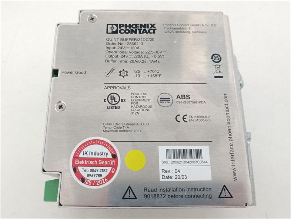 Phoenix Contact Quint-Buffer/24DC/20 Ord-Nr. 2866213 Rev 04 TESTED & TOP ZUSTAND