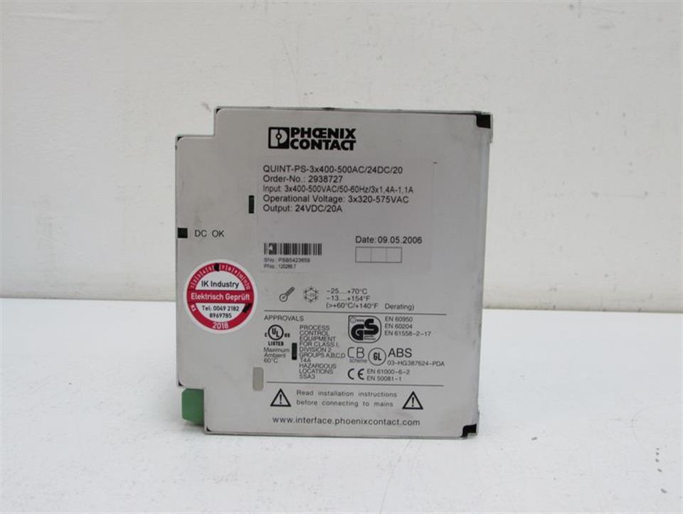 Phoenix Contact QUINT-PS-3x400-500AC/24DC/20 Netzteil 2938727 400V 20A tested