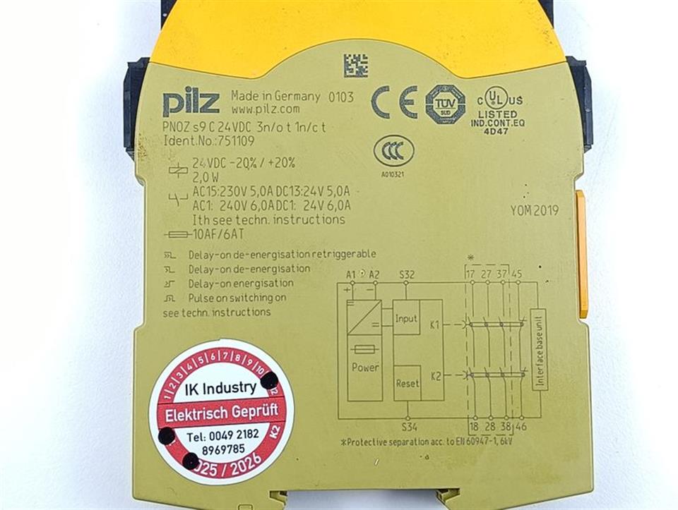 PILZ PNOZ s9 C 24VDC 3/no 1n/c t ID No.: 751109 TESTED & TOPZUSTAND
