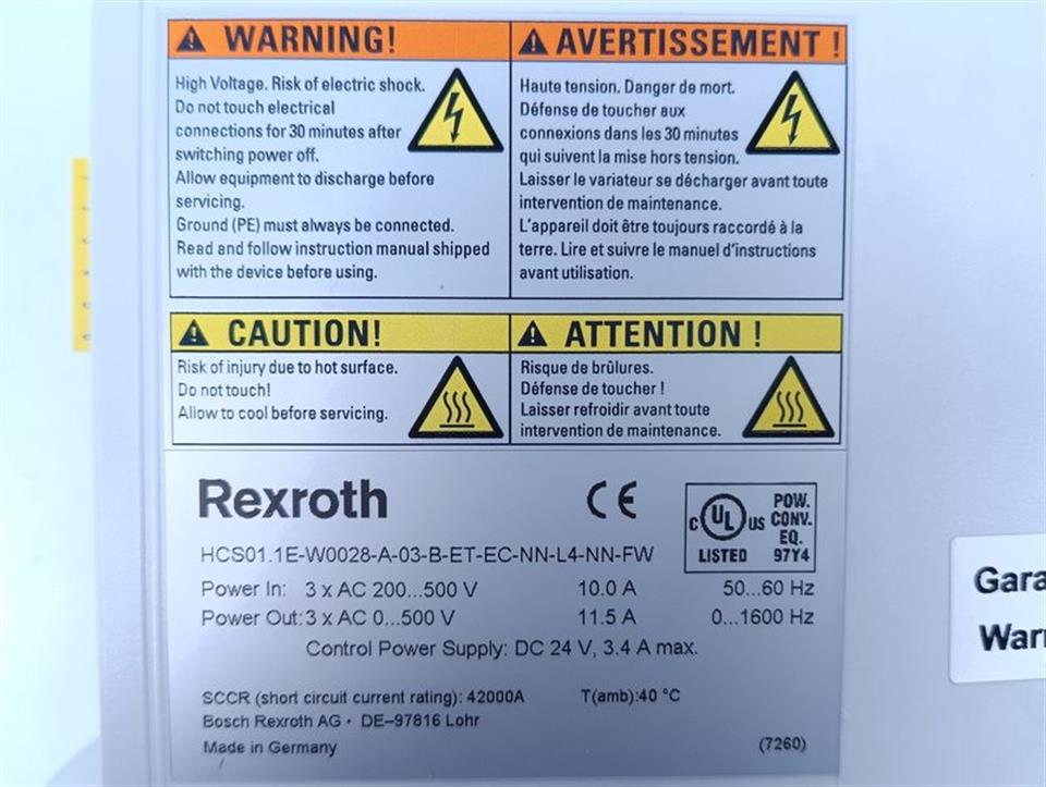 Rexroth HCS01.1E-W0028-A-03-B-ET-EC-NN-L4-NN-FW TESTED & TOP ZUSTAND