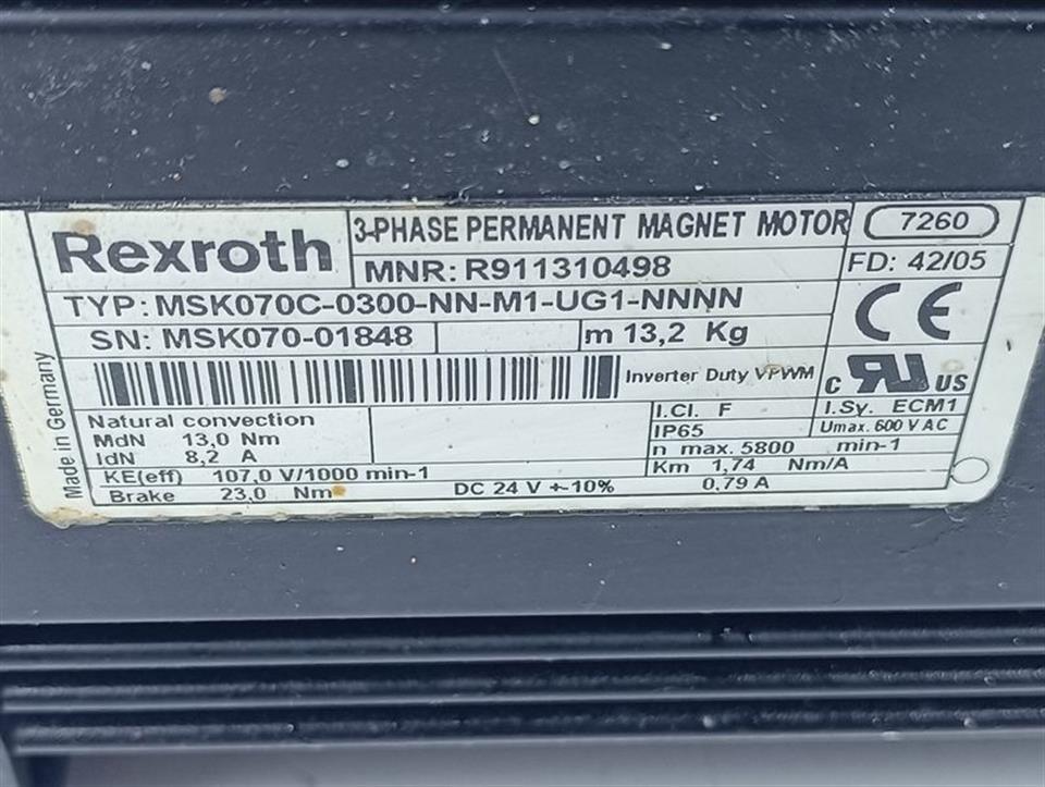 Rexroth Servomotor MSK070C-0300-NN-M1-UG1-NNNN R911310498 TESTED