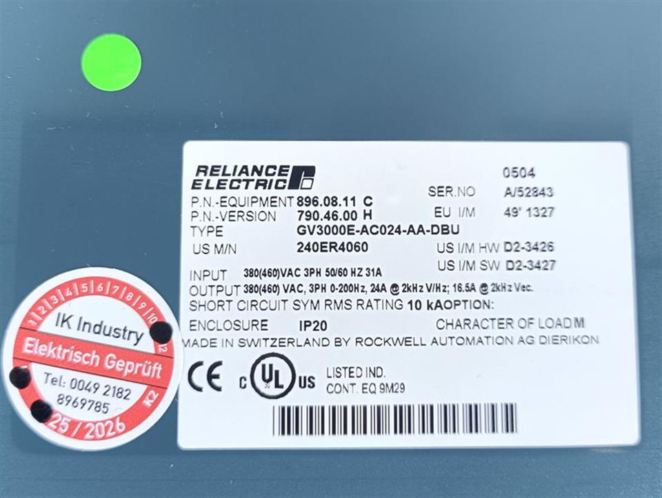 Rockwell Reliance Electric GV3000E-AC024-AA-DBU TESTED & NEUWERTIG