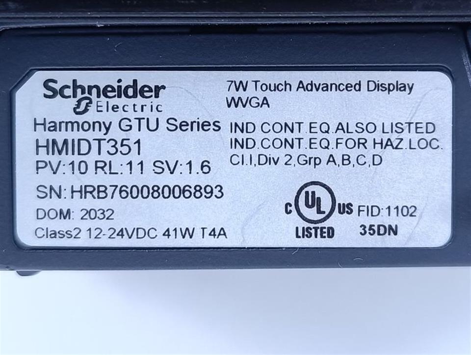 Schneider Electric Harmony GTU Series HMIDT351 Touch Display TESTED &NEUWERTIG