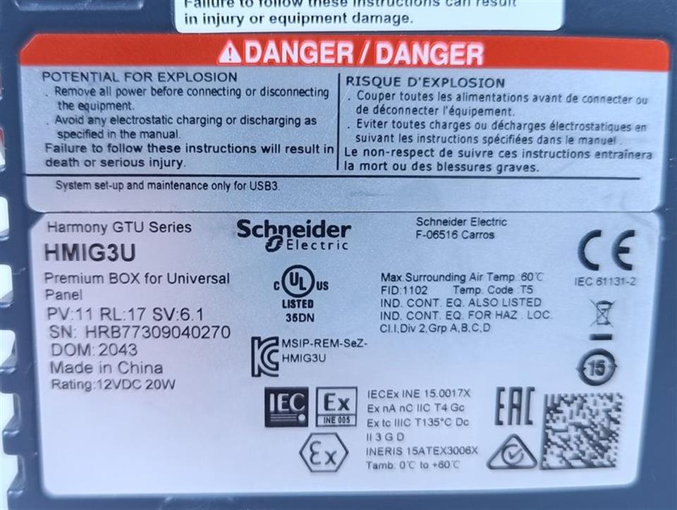 Schneider Electric Magelis GTU Series HMIG3U Premium Box TOP ZUSTAND