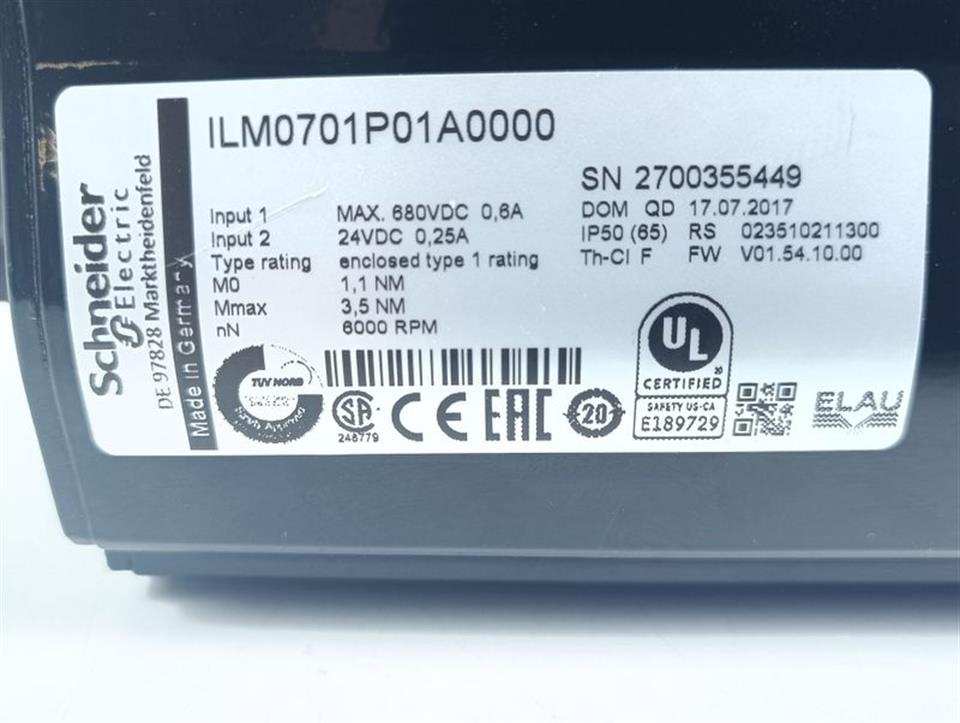 Schneider Electric Motor ILM0701P01A0000 + Lexium 62 ILM VW3E702200000 NEUWERTIG