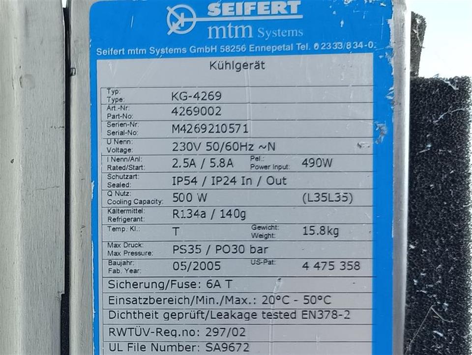 Seifert Kühlgerät KG-4269 Part.No: 4269002 230V 500W TESTED & TOP ZUSTAND