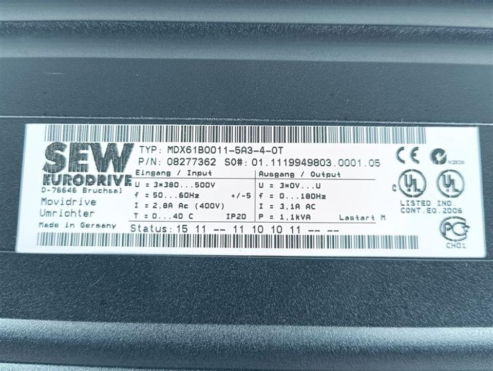SEW Eurodrive MDX61B0011-5A3-4-0T  P/N: 08277362 TESTED & TOP ZUSTAND