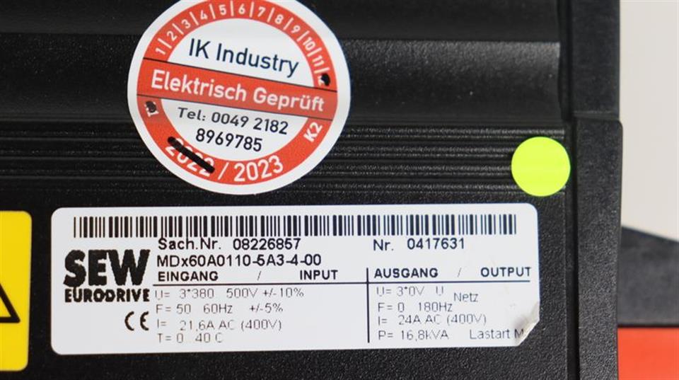 SEW Movidrive MC07B0110-5A3-4-00 MDx60A0110-5A3-4-00 11kw TESTED & TOP ZUSTAND