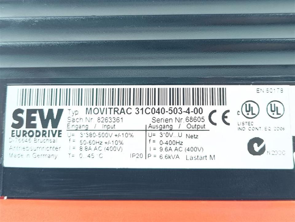 SEW MOVITRAC 31C040-503-4-00 400V 4KW Abdeckung fehlt TESTED & TOP ZUSTAND