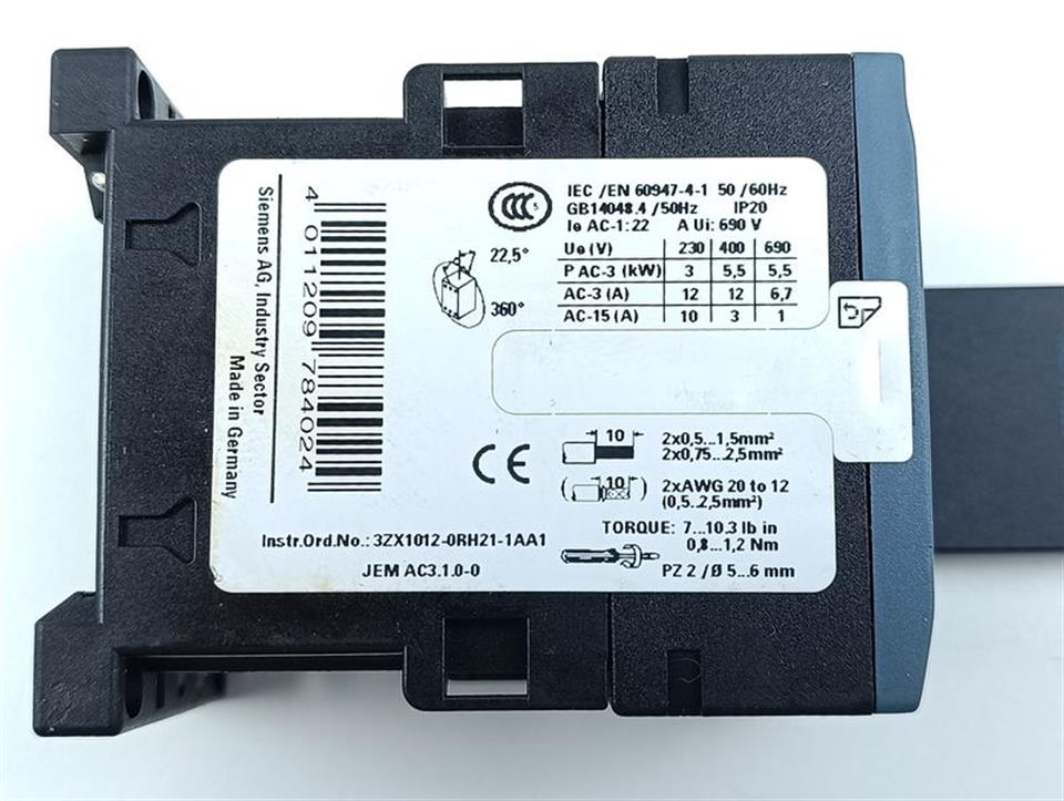 Siemens 3RT2017 Schütz 3RT2017-1BB41 + 3RT2916-1BB00 TOPZUSTAND