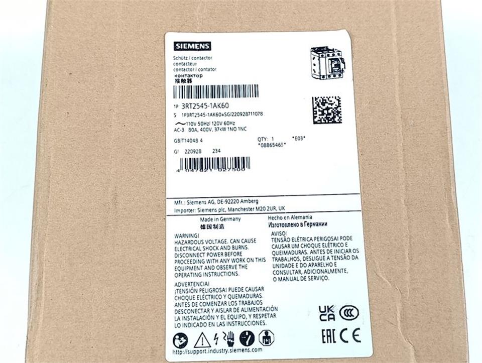 Siemens 3RT2545-1AK60 Leistungsschütz 3RT2545-1AK60 UNUSED & OVP