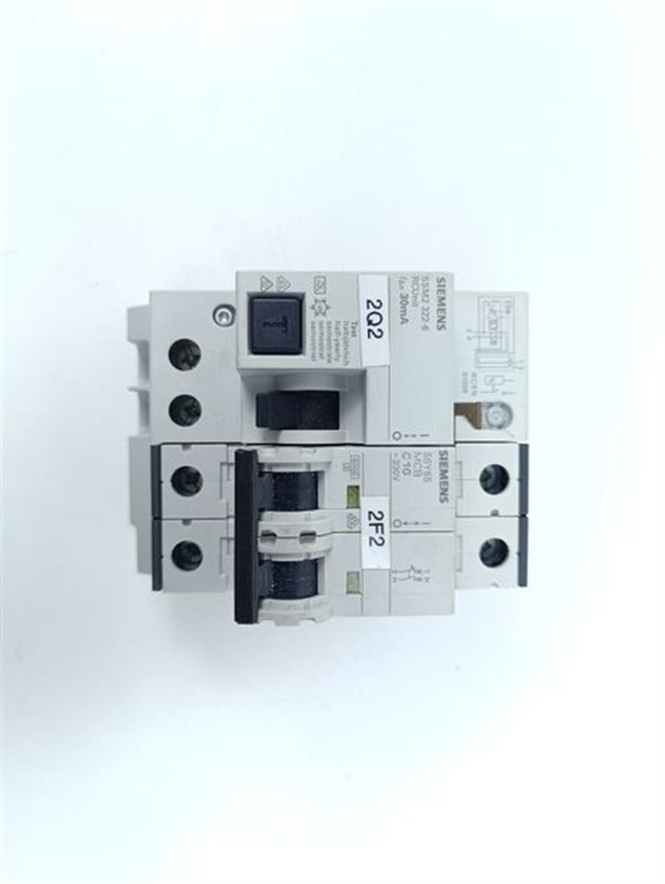 Siemens  5SM2 322-6 RCUnit 30mA + 5SY65 MCB C10 230V GEBRAUCHT GUT
