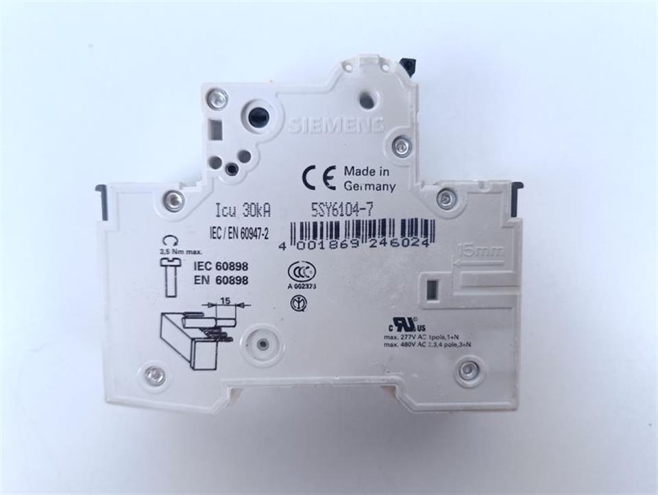 SIEMENS 5SY6104-7 MCB C4 + 5ST301.AS GEBRAUCHT GUT