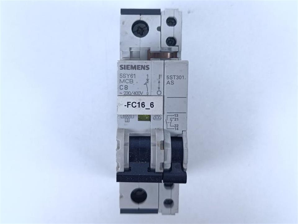 SIEMENS 5SY6108-7 MCB C8 + 5ST301.AS GEBRAUCHT GUT