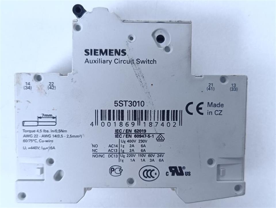 SIEMENS 5SY6108-7 MCB C8 + 5ST301.AS GEBRAUCHT GUT