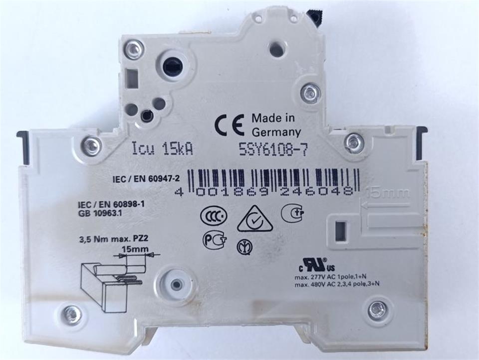 SIEMENS 5SY6108-7 MCB C8 + 5ST301.AS GEBRAUCHT GUT