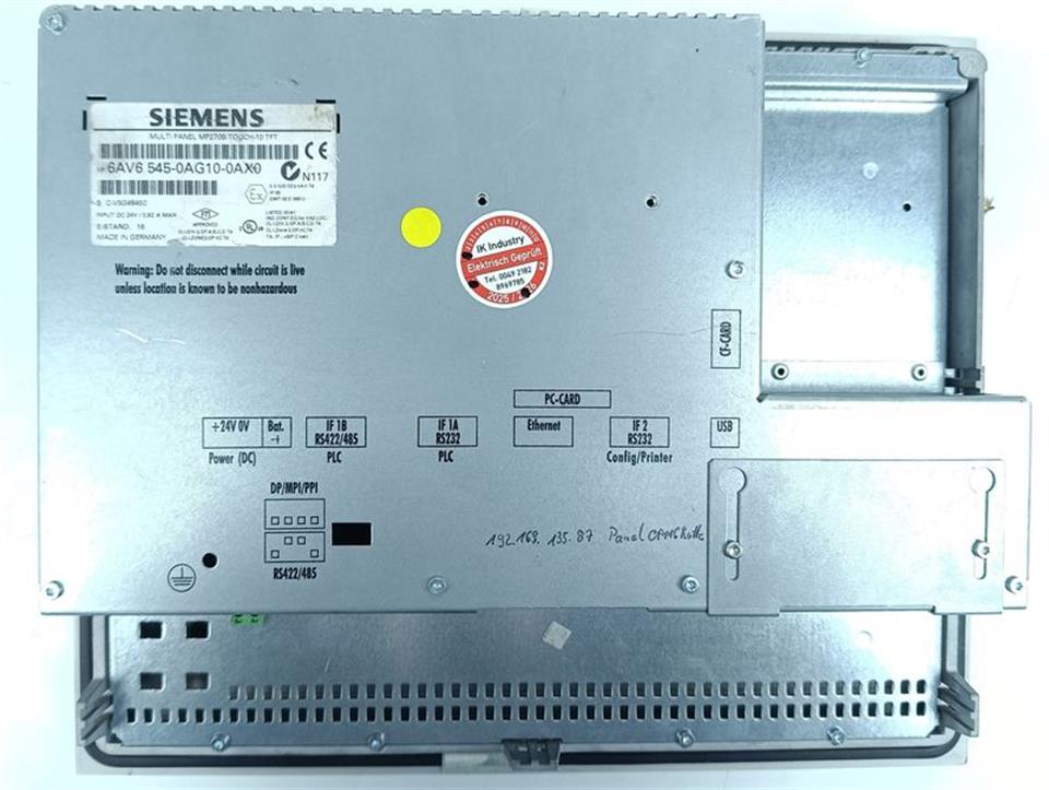 Siemens  6AV6 545-0AG10-0AX0 MP270B Touch-10 TFT E.St.16 TOP ZUSTAND & TESTED