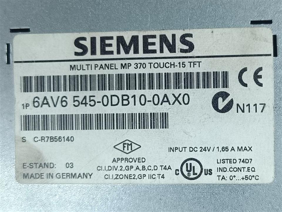 Siemens 6AV6 545-0DB10-0AX0 Simatic Multi Panel   E:5 MP370 TOP ZUSTAND & TESTED